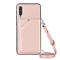 Coque Luxe Cuir Housse Etui Y02B pour Samsung Galaxy A50S Or Rose
