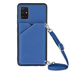 Coque Luxe Cuir Housse Etui Y02B pour Samsung Galaxy A51 5G Bleu
