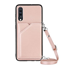 Coque Luxe Cuir Housse Etui Y02B pour Samsung Galaxy A70 Or Rose