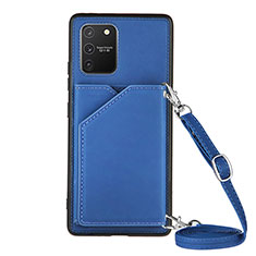 Coque Luxe Cuir Housse Etui Y02B pour Samsung Galaxy A91 Bleu