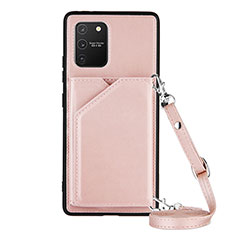 Coque Luxe Cuir Housse Etui Y02B pour Samsung Galaxy A91 Or Rose