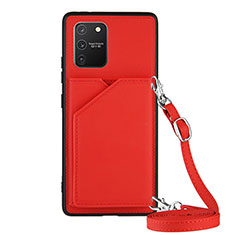Coque Luxe Cuir Housse Etui Y02B pour Samsung Galaxy A91 Rouge