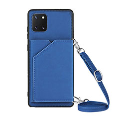 Coque Luxe Cuir Housse Etui Y02B pour Samsung Galaxy M60s Bleu