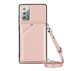 Coque Luxe Cuir Housse Etui Y02B pour Samsung Galaxy Note 20 5G Or Rose