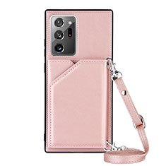 Coque Luxe Cuir Housse Etui Y02B pour Samsung Galaxy Note 20 Ultra 5G Or Rose