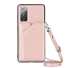 Coque Luxe Cuir Housse Etui Y02B pour Samsung Galaxy S20 FE 5G Or Rose