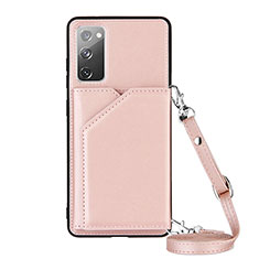 Coque Luxe Cuir Housse Etui Y02B pour Samsung Galaxy S20 Lite 5G Or Rose