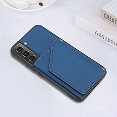 Coque Luxe Cuir Housse Etui Y02B pour Samsung Galaxy S21 FE 5G Bleu