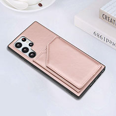 Coque Luxe Cuir Housse Etui Y02B pour Samsung Galaxy S21 Ultra 5G Or Rose