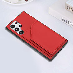 Coque Luxe Cuir Housse Etui Y02B pour Samsung Galaxy S21 Ultra 5G Rouge