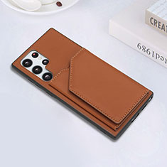 Coque Luxe Cuir Housse Etui Y02B pour Samsung Galaxy S23 Ultra 5G Marron