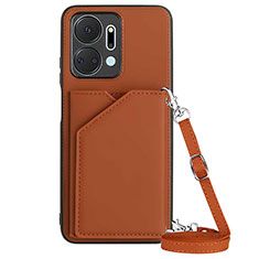 Coque Luxe Cuir Housse Etui Y03B pour Huawei Honor X7a Marron