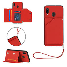 Coque Luxe Cuir Housse Etui Y03B pour Samsung Galaxy A20 Rouge