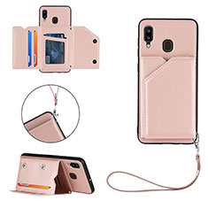 Coque Luxe Cuir Housse Etui Y03B pour Samsung Galaxy A30 Or Rose