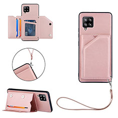 Coque Luxe Cuir Housse Etui Y03B pour Samsung Galaxy A42 5G Or Rose