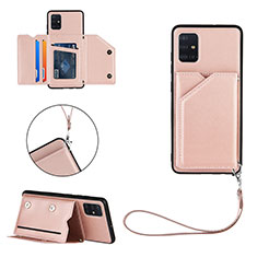 Coque Luxe Cuir Housse Etui Y03B pour Samsung Galaxy A51 5G Or Rose