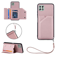 Coque Luxe Cuir Housse Etui Y03B pour Samsung Galaxy F42 5G Or Rose