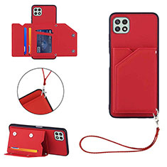 Coque Luxe Cuir Housse Etui Y03B pour Samsung Galaxy F42 5G Rouge