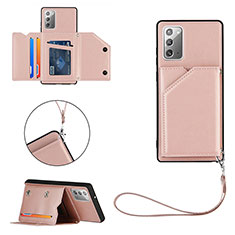 Coque Luxe Cuir Housse Etui Y03B pour Samsung Galaxy Note 20 5G Or Rose