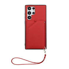 Coque Luxe Cuir Housse Etui Y03B pour Samsung Galaxy S21 Ultra 5G Rouge