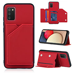 Coque Luxe Cuir Housse Etui Y04B pour Samsung Galaxy A02s Rouge
