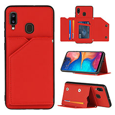 Coque Luxe Cuir Housse Etui Y04B pour Samsung Galaxy A20 Rouge
