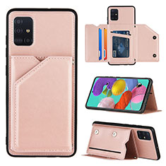 Coque Luxe Cuir Housse Etui Y04B pour Samsung Galaxy A51 4G Or Rose