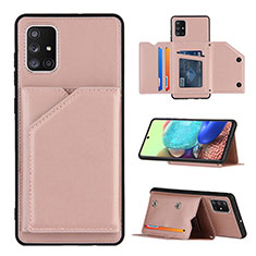 Coque Luxe Cuir Housse Etui Y04B pour Samsung Galaxy A71 5G Or Rose