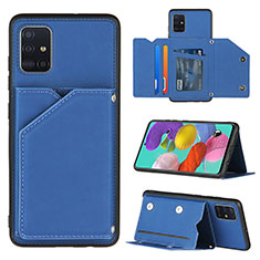 Coque Luxe Cuir Housse Etui Y04B pour Samsung Galaxy M40S Bleu