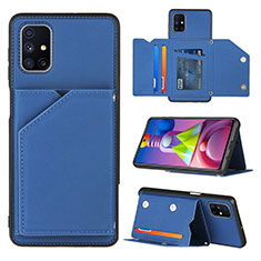 Coque Luxe Cuir Housse Etui Y04B pour Samsung Galaxy M51 Bleu