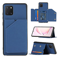 Coque Luxe Cuir Housse Etui Y04B pour Samsung Galaxy Note 10 Lite Bleu