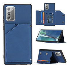 Coque Luxe Cuir Housse Etui Y04B pour Samsung Galaxy Note 20 5G Bleu
