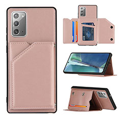 Coque Luxe Cuir Housse Etui Y04B pour Samsung Galaxy Note 20 5G Or Rose