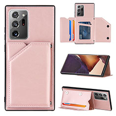 Coque Luxe Cuir Housse Etui Y04B pour Samsung Galaxy Note 20 Ultra 5G Or Rose