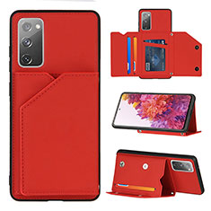 Coque Luxe Cuir Housse Etui Y04B pour Samsung Galaxy S20 FE 5G Rouge