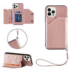 Coque Luxe Cuir Housse Etui Y06B pour Apple iPhone 13 Pro Or Rose