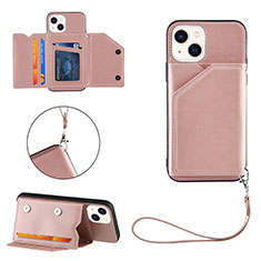 Coque Luxe Cuir Housse Etui Y06B pour Apple iPhone 15 Or Rose
