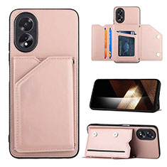 Coque Luxe Cuir Housse Etui YB1 pour Oppo A38 Or Rose