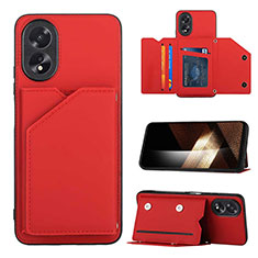 Coque Luxe Cuir Housse Etui YB1 pour Oppo A38 Rouge