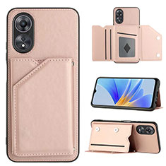 Coque Luxe Cuir Housse Etui YB1 pour Oppo A58 5G Or Rose