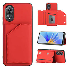 Coque Luxe Cuir Housse Etui YB1 pour Oppo A58 5G Rouge