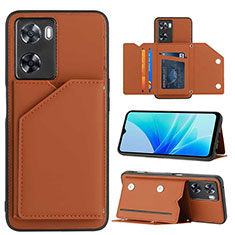 Coque Luxe Cuir Housse Etui YB1 pour Oppo A77 4G Marron
