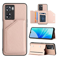 Coque Luxe Cuir Housse Etui YB1 pour Oppo A77 4G Or Rose