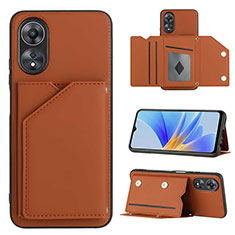 Coque Luxe Cuir Housse Etui YB1 pour Oppo A78 5G Marron