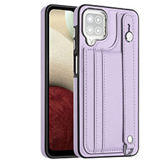 Coque Luxe Cuir Housse Etui YB1 pour Samsung Galaxy A12 Nacho Violet