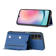 Coque Luxe Cuir Housse Etui YB1 pour Samsung Galaxy A25 5G Bleu