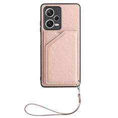 Coque Luxe Cuir Housse Etui YB1 pour Xiaomi Redmi Note 12 Pro 5G Or Rose