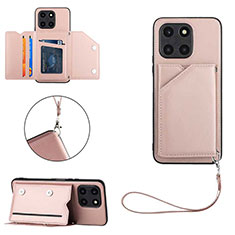 Coque Luxe Cuir Housse Etui YB2 pour Huawei Honor X6a Or Rose