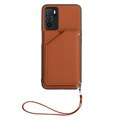 Coque Luxe Cuir Housse Etui YB2 pour Oppo A16 Marron