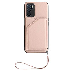 Coque Luxe Cuir Housse Etui YB2 pour Oppo A16 Or Rose